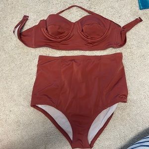 Burnt orange bathing suit